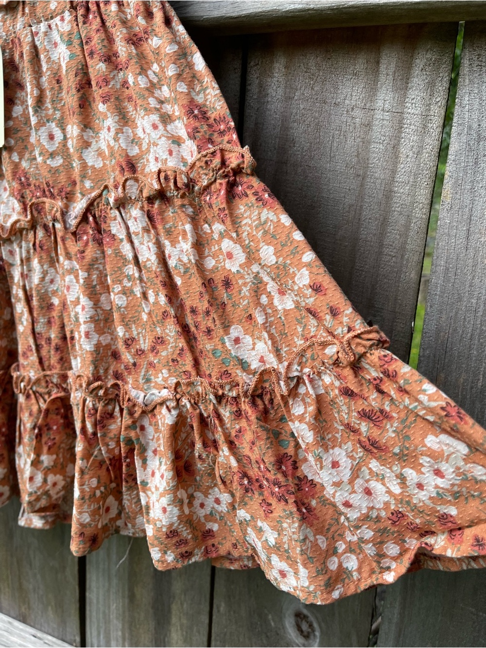 Cynthia Rowley Rust Floral Tiered Skirt Size M NWT - Picture 3 of 7